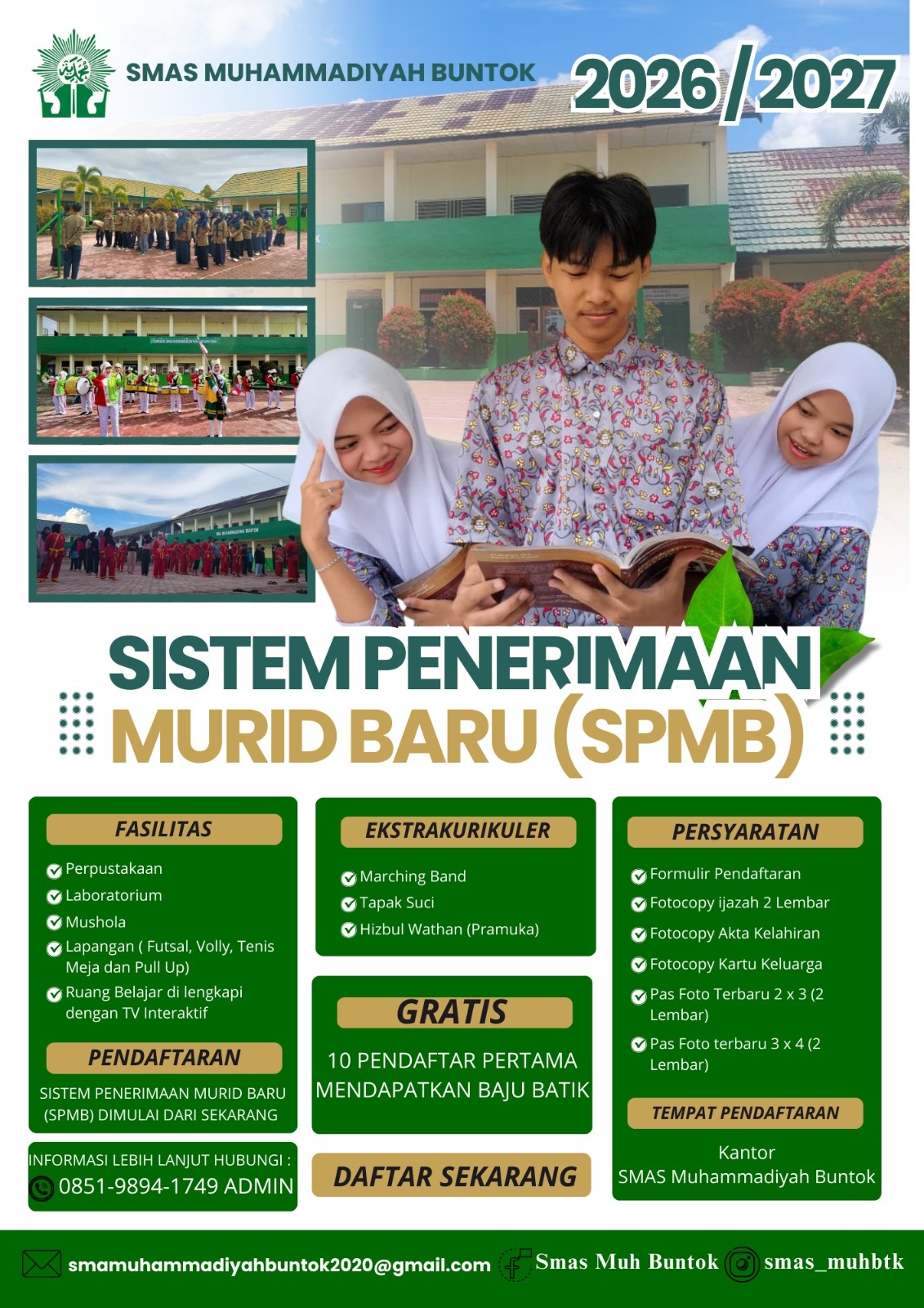 SISTEM PENERIMAAN MURID BARU TAHUN AJARAN 2026/2027 SMAS MUHAMMADIYAH BUNTOK